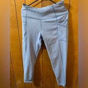 Apana Yoga Workout Gym Leggings Pants Large Blue EUC